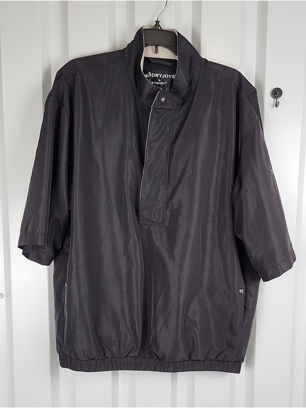 DryJoys FootJoy Black Short-Sleeve Windbreaker Rain Cover Pullover Jacket Medium